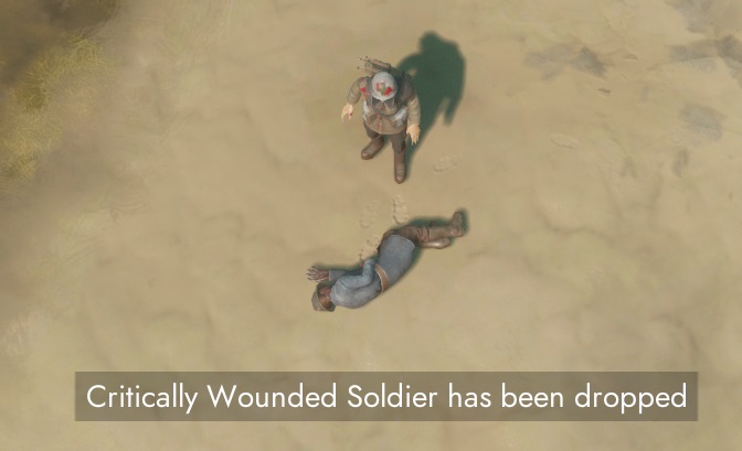 A Critically Wounded soldier on the ground
