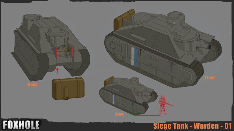 Old concept art of the Widow as a siege tank, before it was redesigned as a tank destroyer