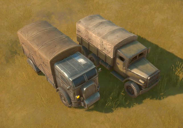 An R-1 Hauler (left) and a Dunne Transport (right)