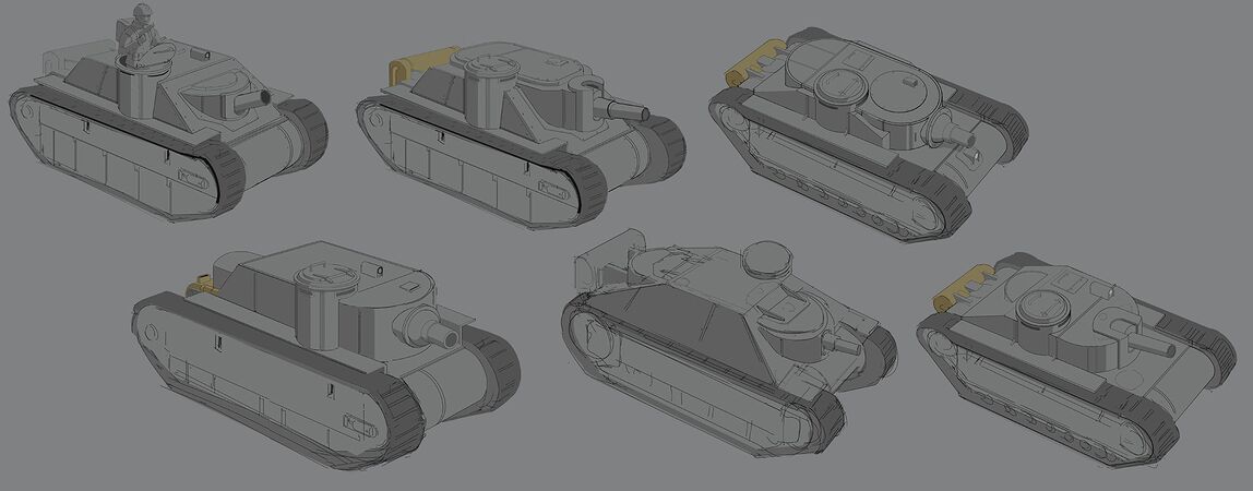 Old concept art of the Widow as a siege tank, before it was redesigned as a tank destroyer
