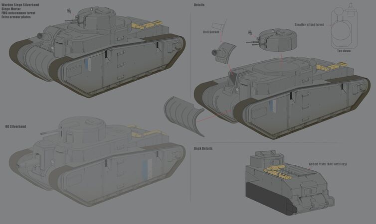 Concept art of the Silverhand Chieftain - Mk. VI