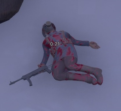 A wounded player can see a death timer above their head.