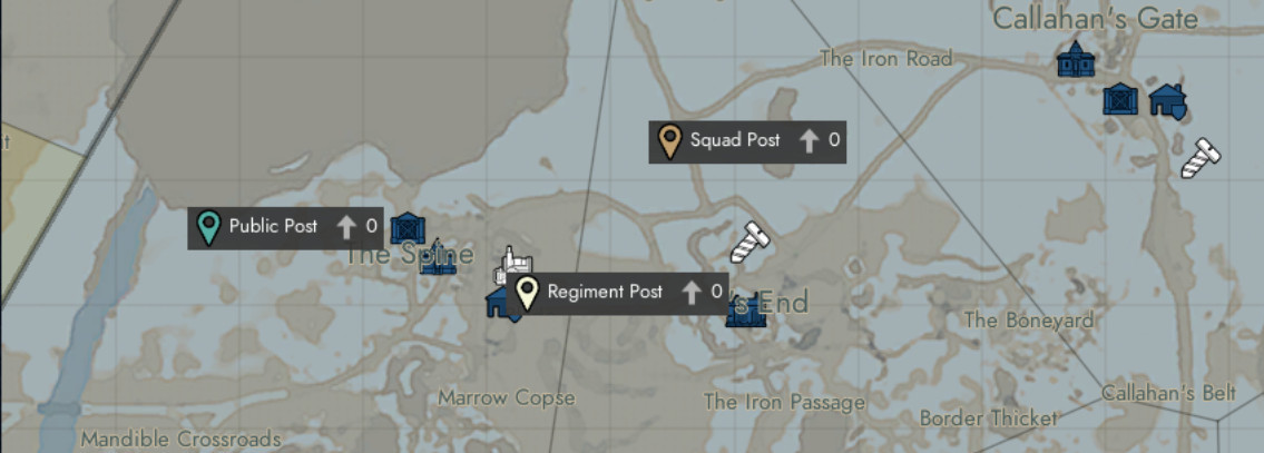 Public, Squad, and Regiment Map posts