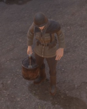 A Colonial soldier holding an oil can