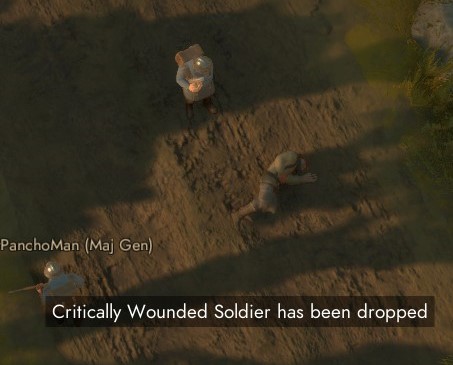 A Critically Wounded soldier on the ground