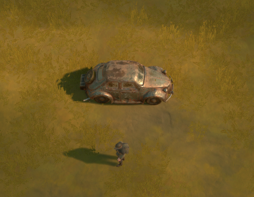 A Colonial soldier next to a Staff Car