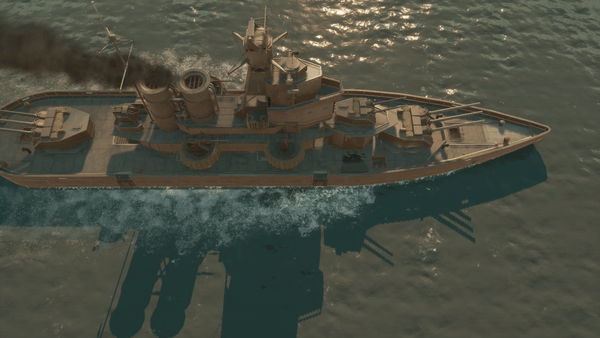 A GIF of a Titan-Class Battleship moving