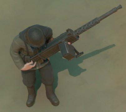 Un soldat colonial tenant une mitrailleuse Gast