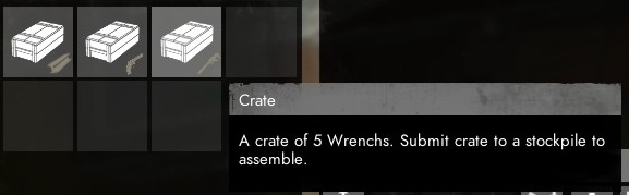The subicon of a crate and its description.