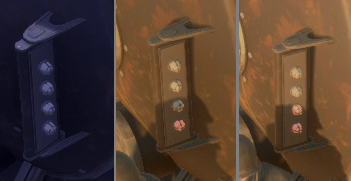 The four lights that indicate how full the stockpile is