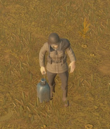A Colonial soldier holding a water can