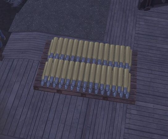 A Material Pallet loaded with 75mm shells