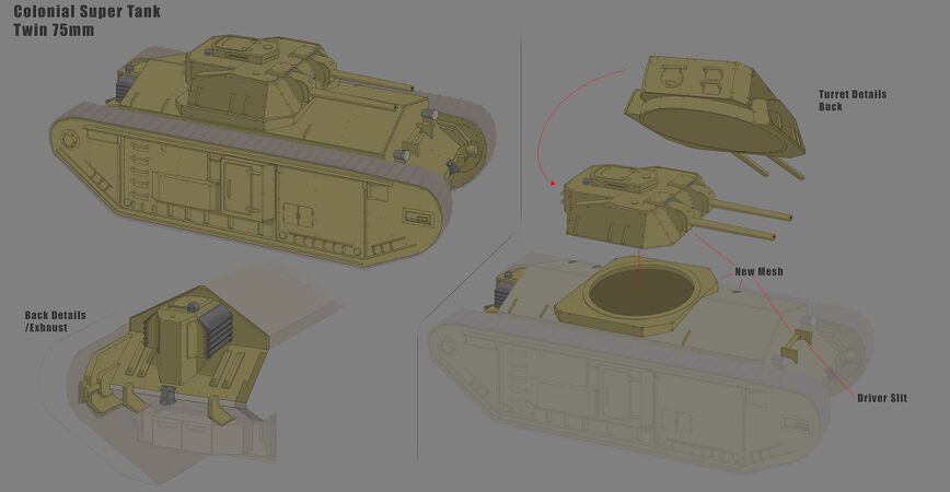 Concept art for the O-75b "Ares" (designs for other parts of the vehicle)