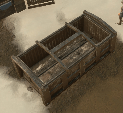 An empty Resource Container on the ground
