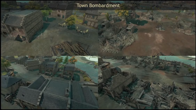 Before (Left) and after (Right) severe artillery bombardment