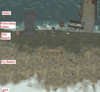 All structures that can be built or placed on beaches, put as close to the water as allowed.