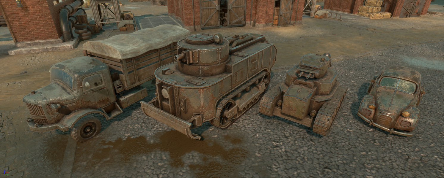 Various Relic Vehicles side-by-side