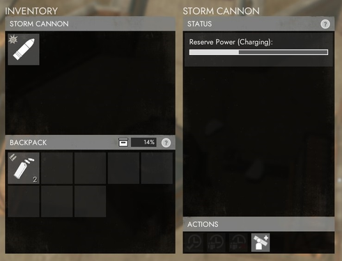 The interface of a Storm Cannon