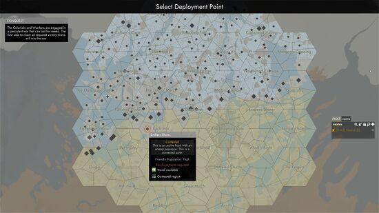 The Deployment Screen accessed from the Deployment area