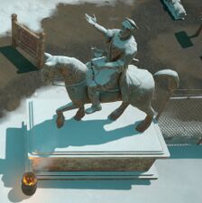 One of the statue of Callahan riding a horse, this one in the Warden Home Region.