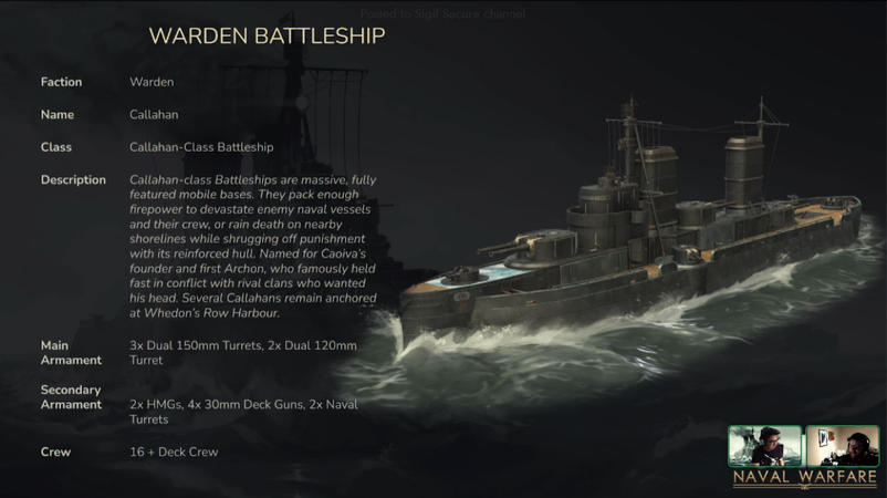 The Callahan-Class Battleship shown in the Update 1.54 Dev Stream