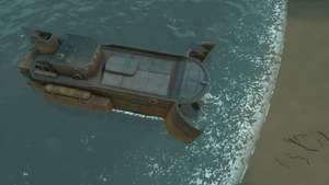 Скриншот развернутого десантного корабля.