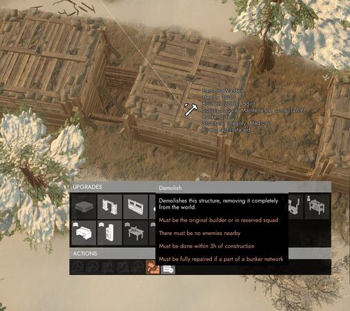 The Demolish button in the Bunker's upgrade menu