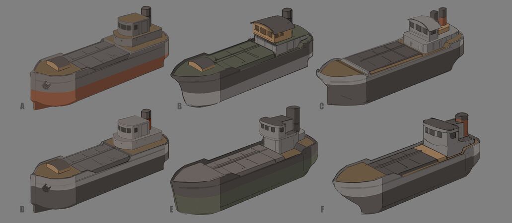 Concept art of various potential Ironship designs
