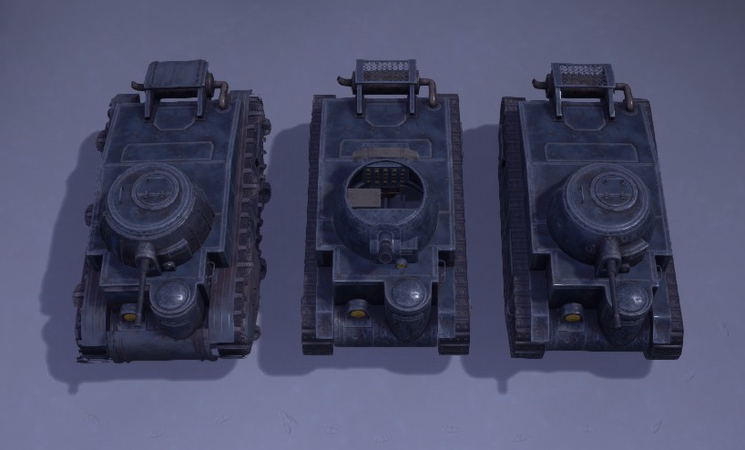 The three warden light tank variants using the Devitt chassis
