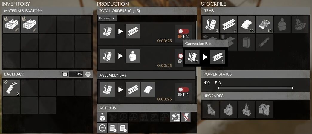The Materials Factory interface