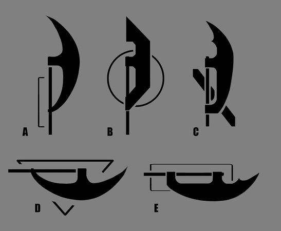 Concept art of the logo painted on the Bardiche, representing the bladed weapon it takes its name from