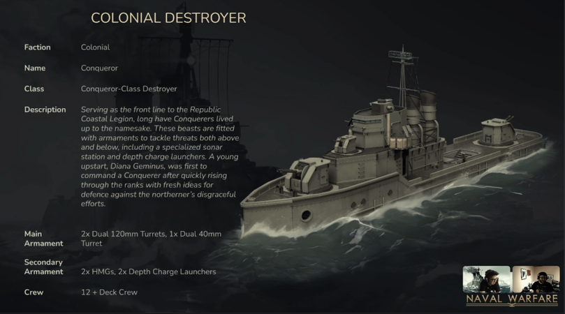 The Conqueror-Class Destroyer shown in the Update 1.54 Dev Stream