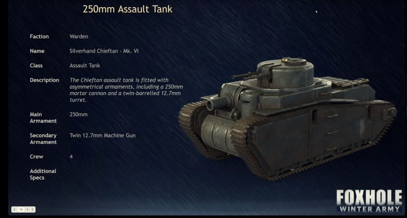 The Silverhand Chieftain - Mk. VI introduced in the Update 0.45 Dev Stream