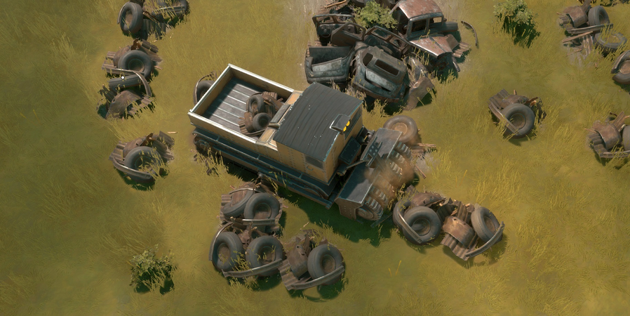 Salvage field mined by a Harvester
