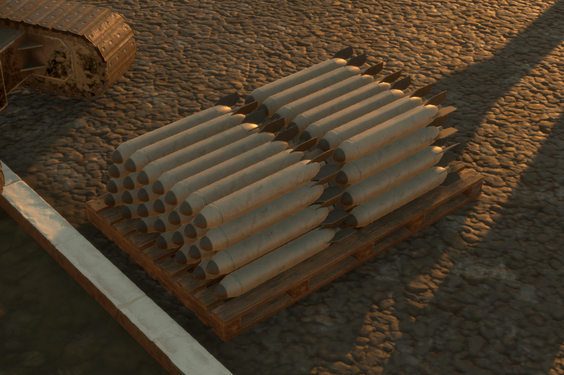 A Material Pallet loaded with 3C-High Explosive Rockets
