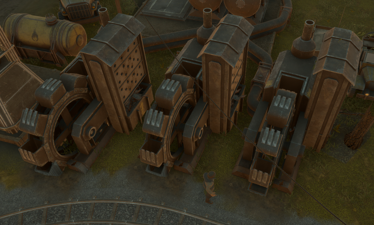 Three Stationary Harvesters (Components) with the Excavator upgrade